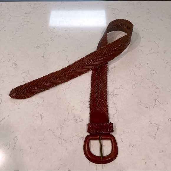 VINTAGE Woven Leather Belt Size Large - Picture 4 of 6